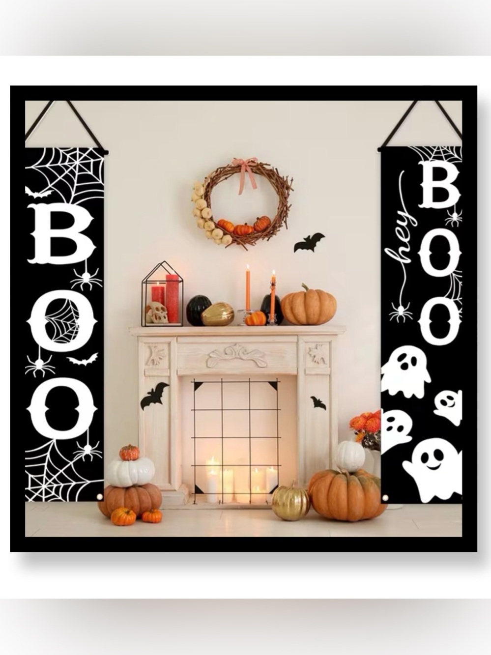 Halloween BOO Wall Banners - Black and White Halloween Wall Decor
